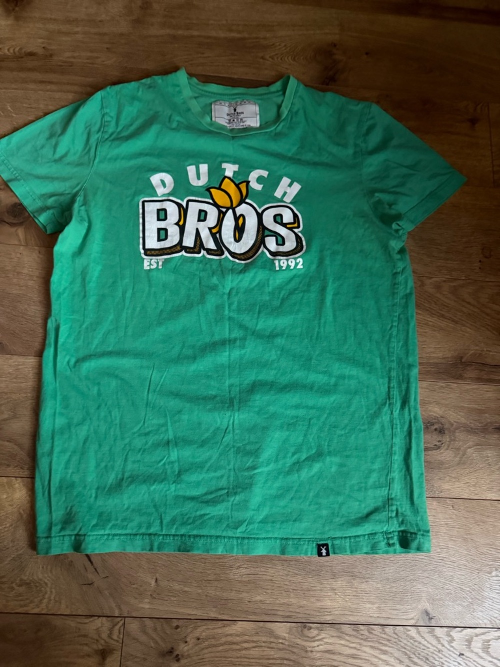 Dutch Bros Green Graphic Tee Size Large Coffee Shop Logo T Shirt